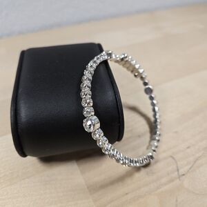 Cystal Rhinestone Silver Cuff Braclet